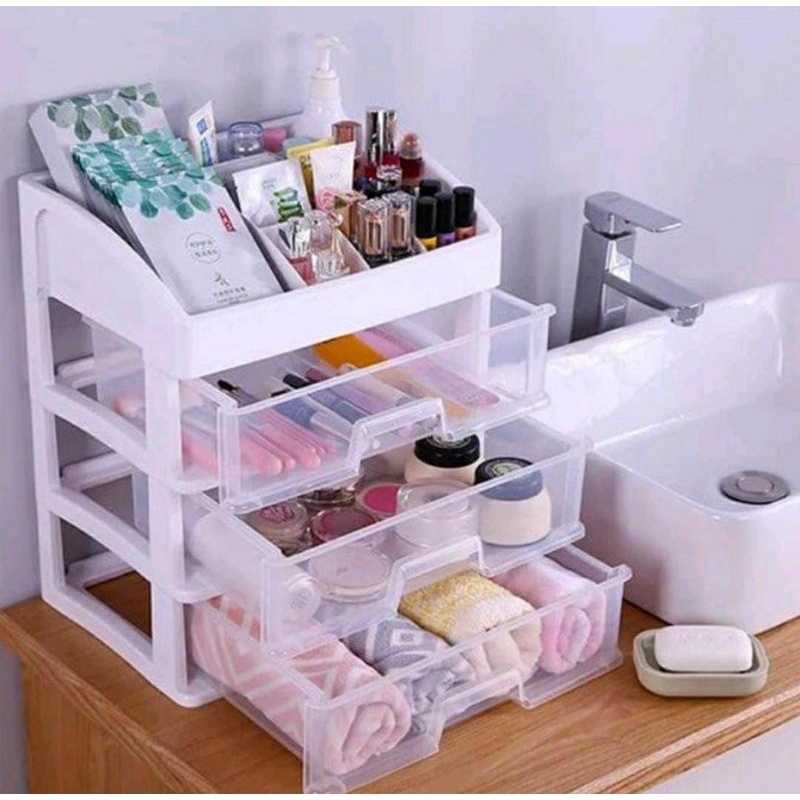 Rak Kosmetik Laci 3 susun / 3 Laci Rak Tempat kosmetik Serbaguna