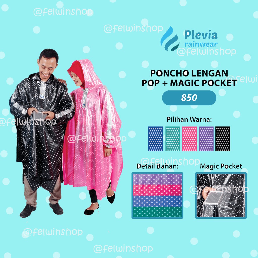 Jas Hujan Poncho Polkadot Tangan Cantik Plevia