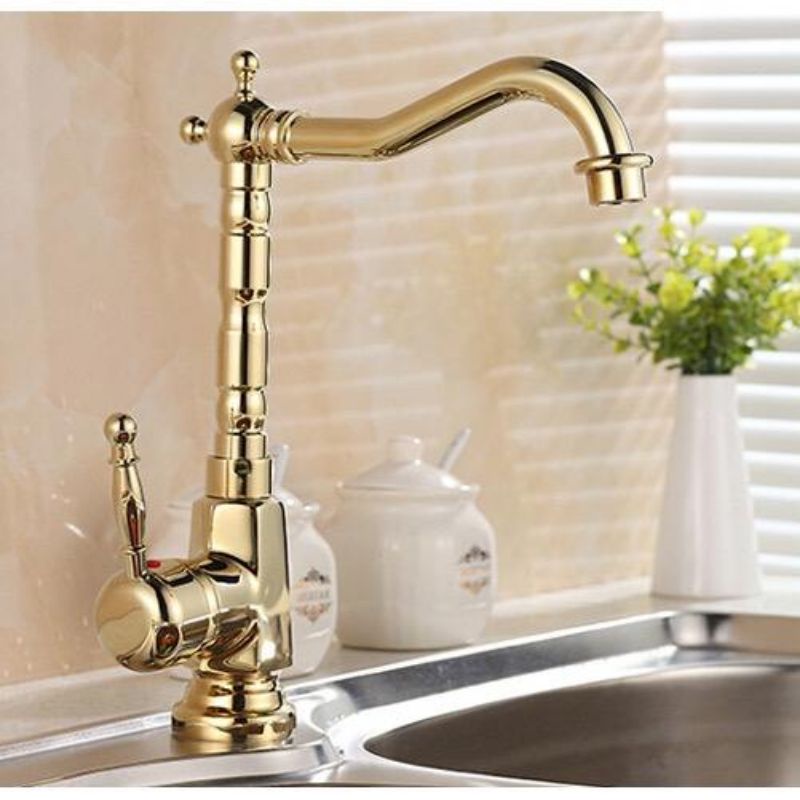 Kran Dapur Gold Klasik Keran Dapur Classic Retro Kitchen Faucet Estetik Gold Emas Kran Vintage Kran 