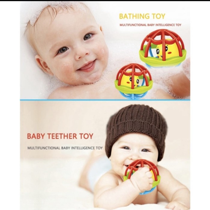 TokoPapin Rattle Teether Bayi Bola Kerincingan Silikon Karet Lembut BPA Free Mainan Bola Anak Bayi Bisa Bunyi lucu