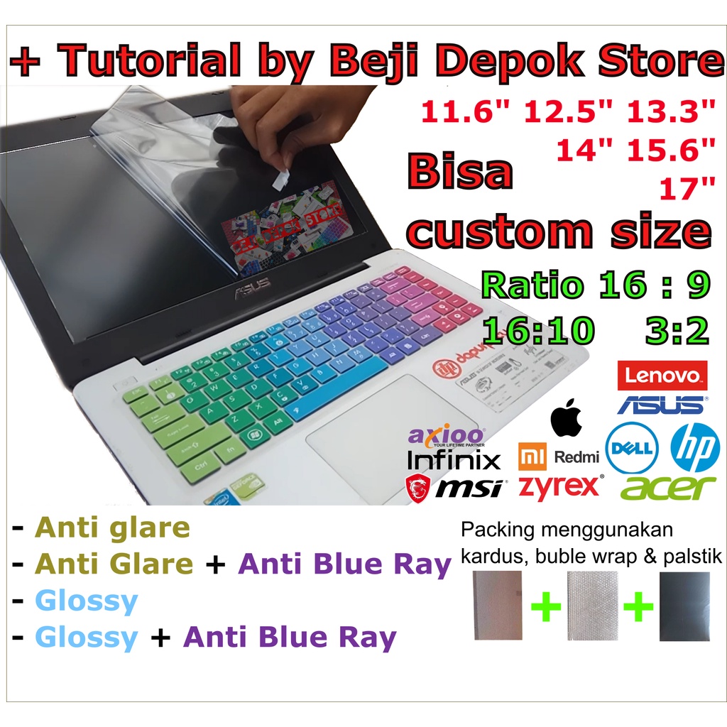 Anti Glare/Matte anti radiasi glossy laptop anti gores  Screen Guard 11.6&quot;, 12.5&quot;, 13&quot;, 14&quot;, 15.6&quot; dan 17&quot; Universal