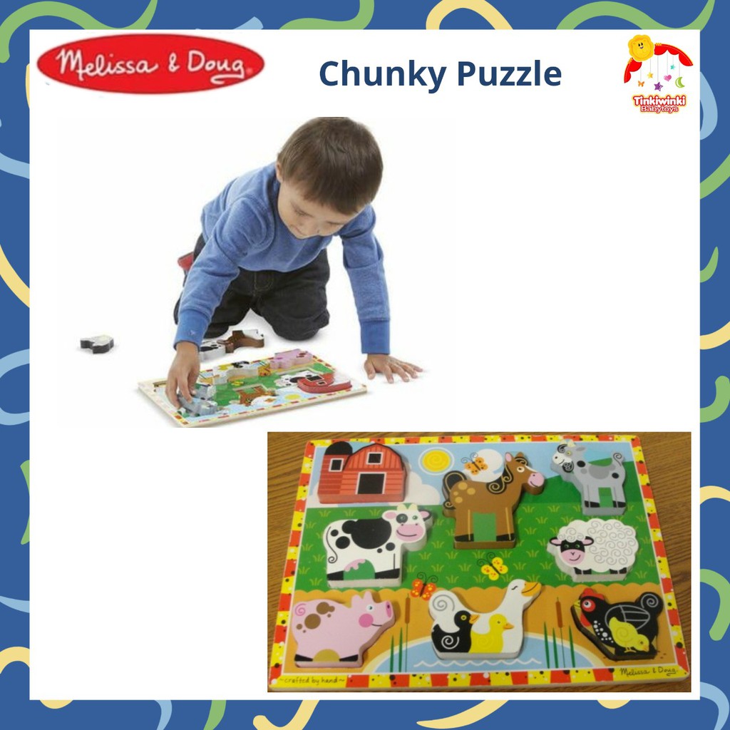 Chunky puzzle Melissa and Doug puzzle kayu slide untuk motif