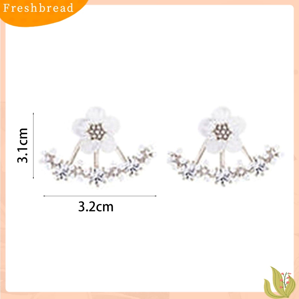 [Fresh] Anting Tusuk Motif Bunga Daisy Hias Berlian Imitasi Berkilau untuk Wanita