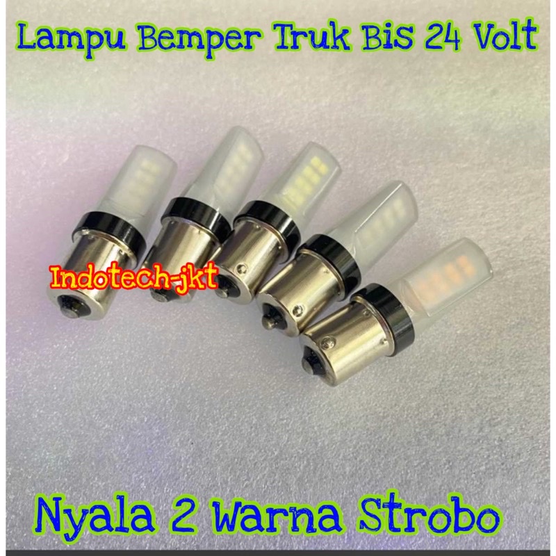 Lampu Bemper Truk 24 Volt Nyala 2 Warna Kedip Model Kerucut