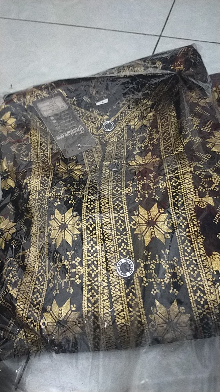 Trolistore Grosir Baju Batik Koko Motif Bintang Lima Pjg Lengan Panjang Sablon Emas Batik Muslim