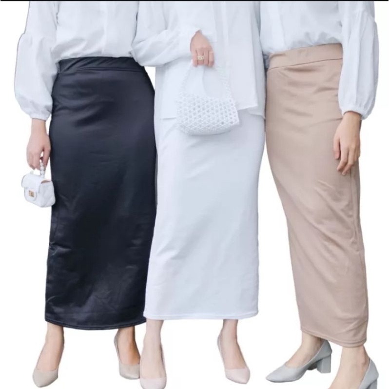 ROK SPAN PANJANG WANITA BELAHAN BELAKANG ROK SPAN SCUBA