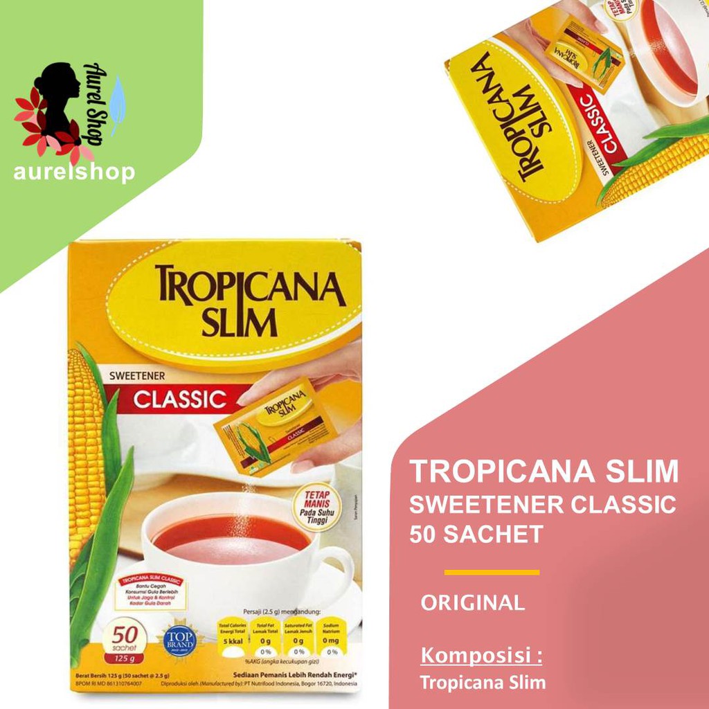 

TROPICANA SLIM Sweetener Classic Gula Diet kemasan Sachet @2 gram x 50 pcs