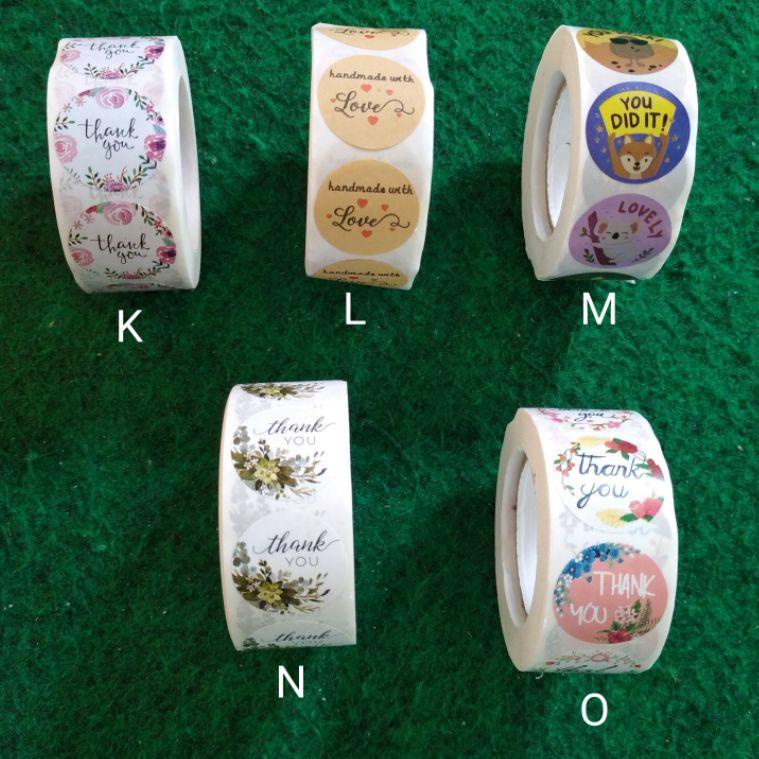 

Price Diskon /67x$ Harga 1 roll (500 pcs) sticker label thank you dan handmade with love untuk kue cookies dan packaging ol shop