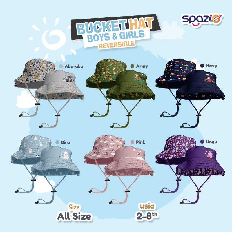 TOPI BUCKET HAT SPAZIO REVERSIBLE TOPI BUCKET HAT BOLAK BALIK SPAZIO SEPERTI UPRIGHT