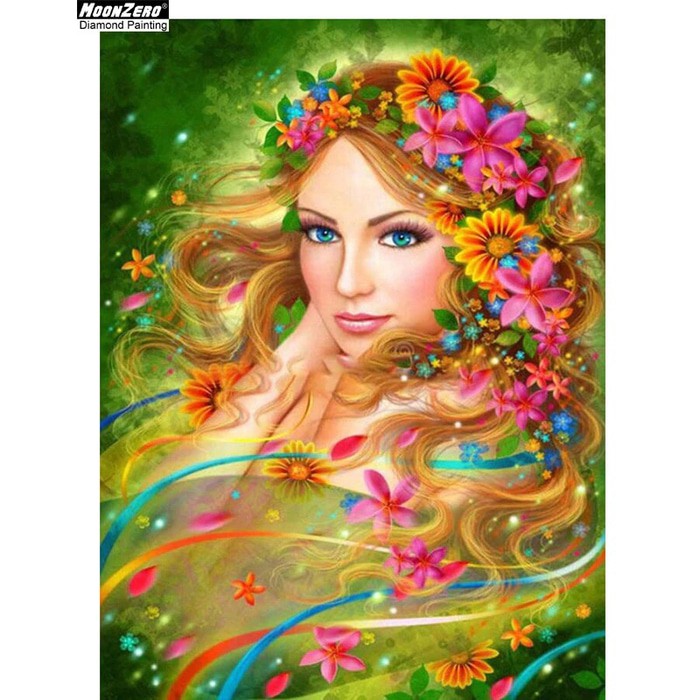 diamond painting embroidery lukisan dinding flower beauty fairy summer