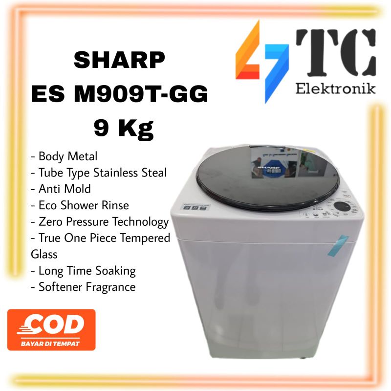 Mesin Cuci SHARP ES M909TGG 1 Tabung - 9 Kg