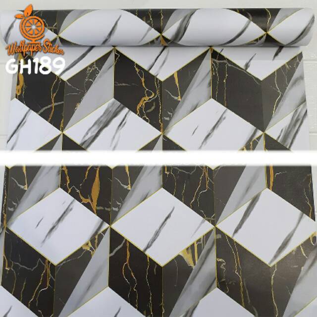 Grosir murah wallpaper sticker dinding motip keramik hitam & putih