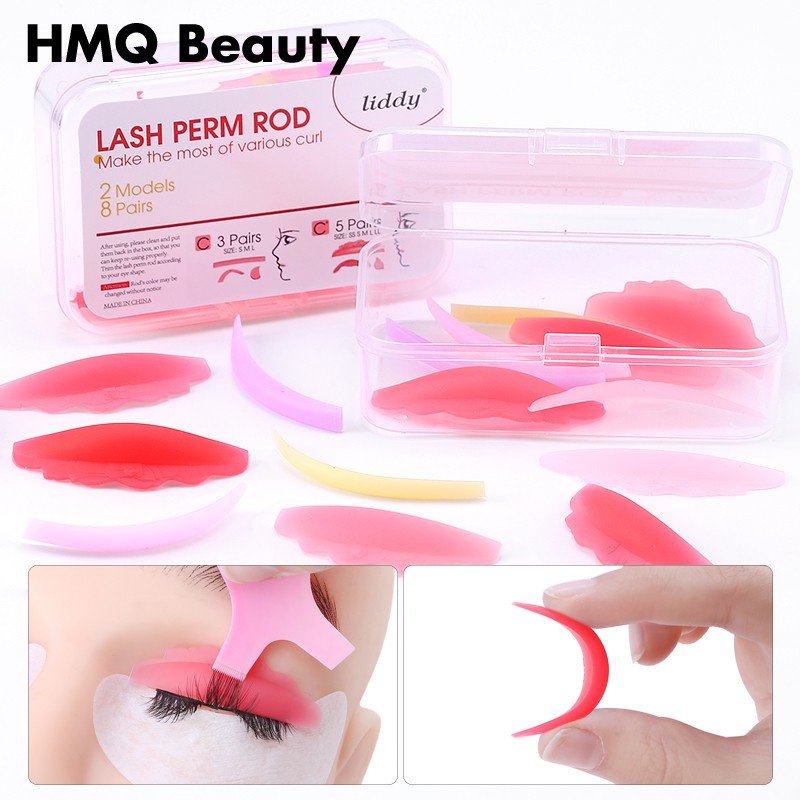 8pasang Silikon Eyelash Perm Pad Mendaur Ulang Batang Bulu Mata Perisai Mengangkat Penjepit Bulu Mata Makeup Aksesoris Alat Dengan Kotak