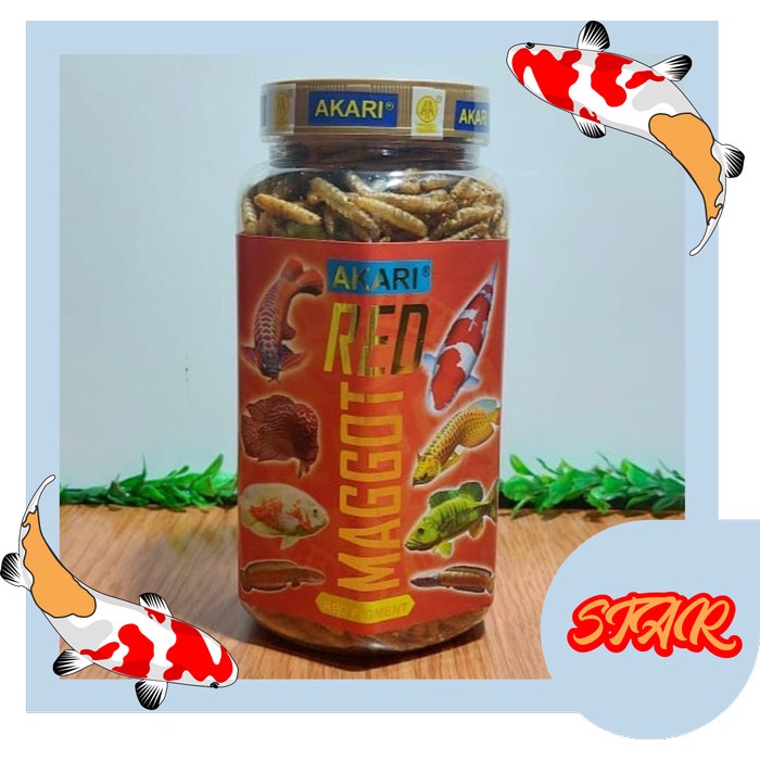 makanan ikan AKARI RED MAGGOT 130 GR Pigmen Merah Arwana Louhan Channa