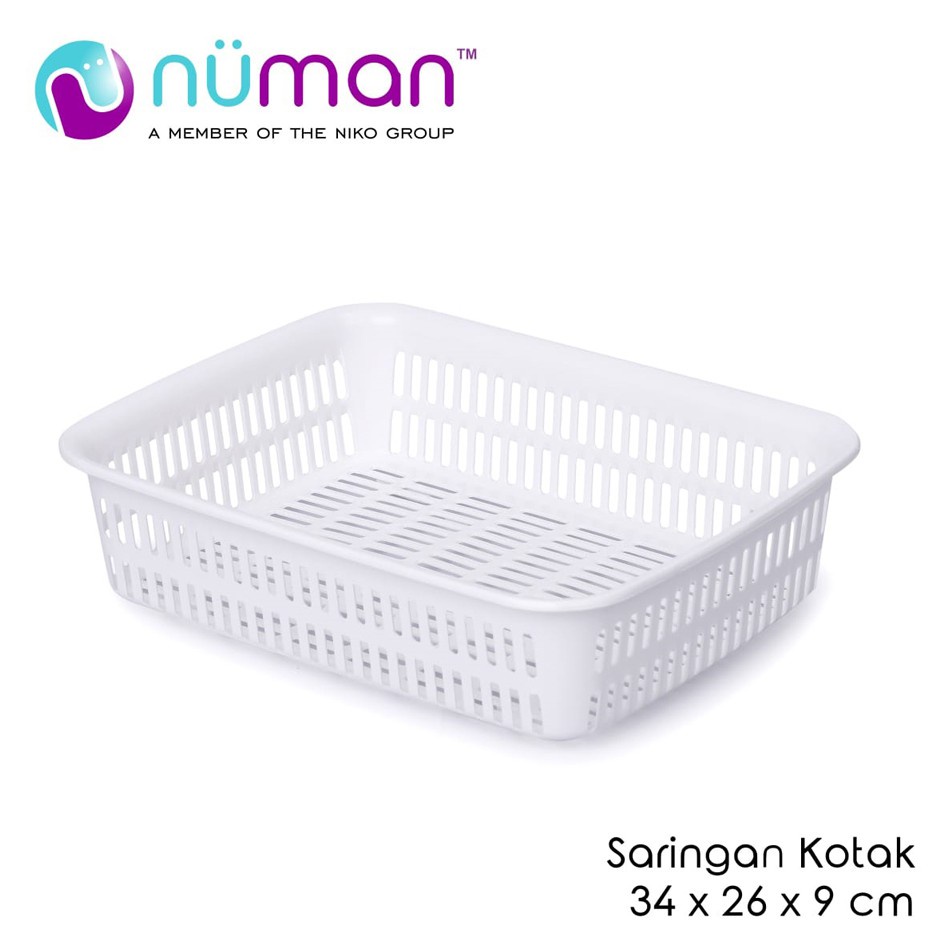 Baskom Kotak + Saringan (1SET) Numan 2in1 Saringan Sayur Wadah Bak Pasir Kucing Jaring Kucing Litter Box With Filter Wood Pellet