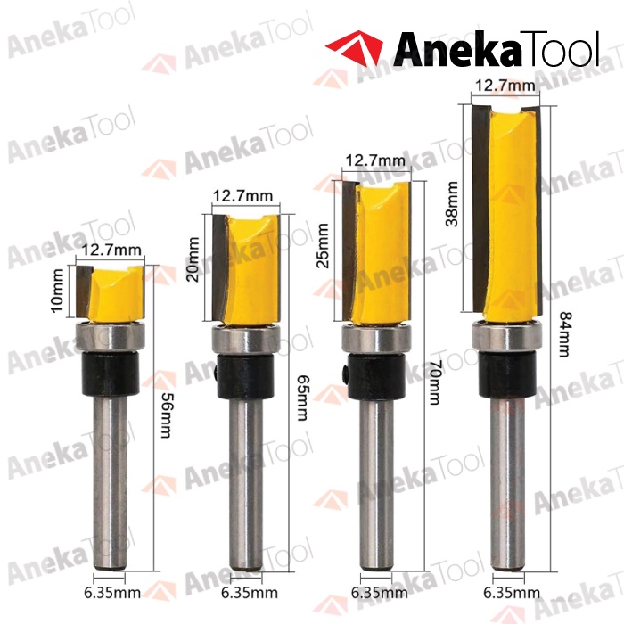 Mata Profil Router 1/4 Flush Trimmer Bits - Bearing Bawah