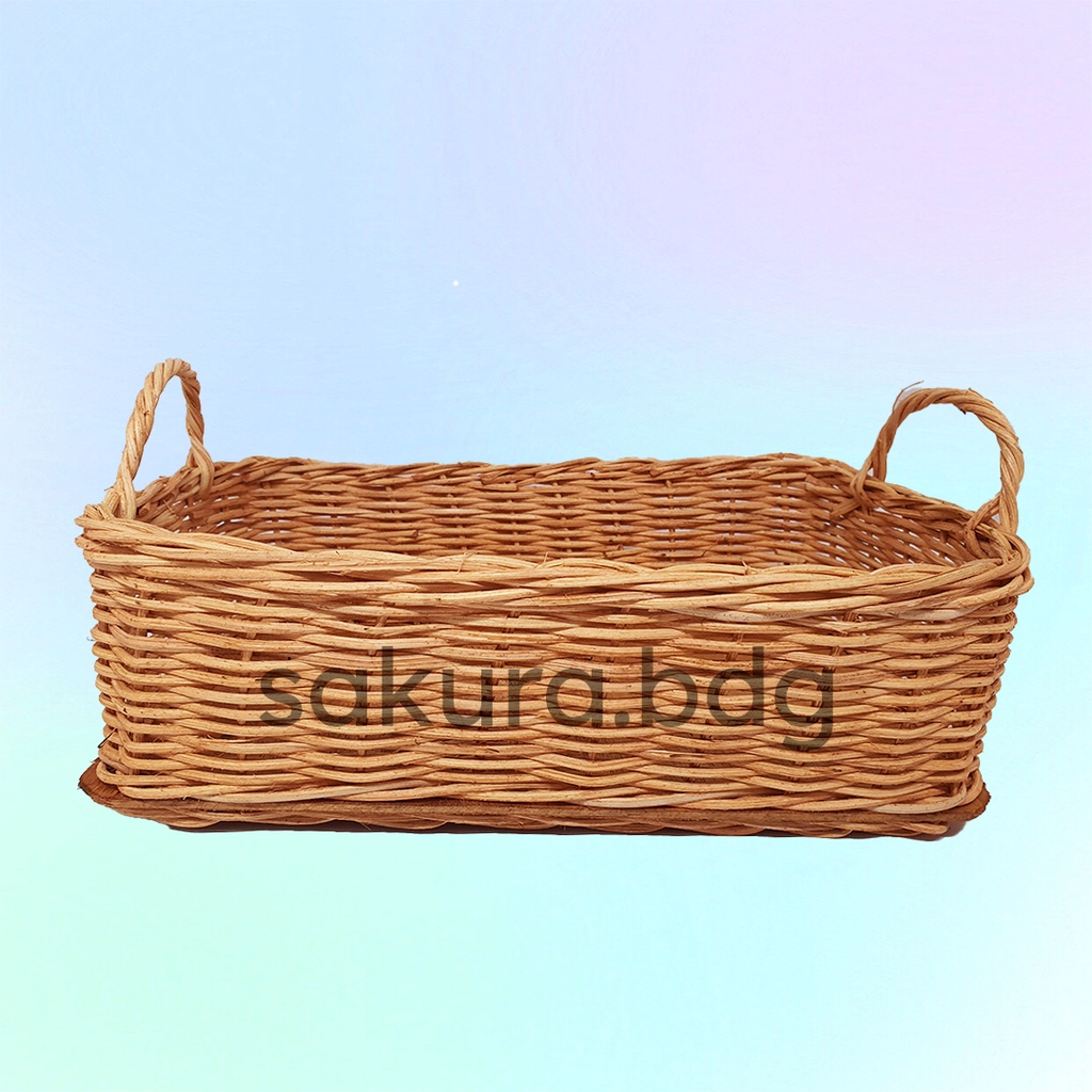 

K84MB - Keranjang rotan cantelan alas triplek M 30x20x9 cm hampers lebaran parcel buah kue snack kosmetik hantaran seserahan souvenir