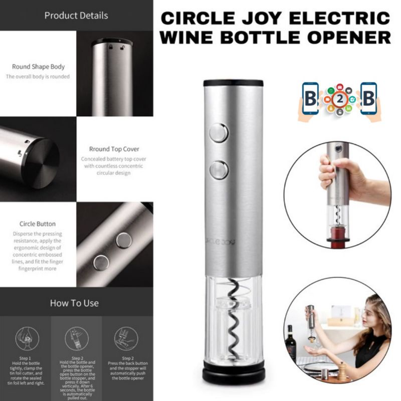 CIRCLE JOY Electric Wine Bottle Opener - Pembuka Botol Elektrik