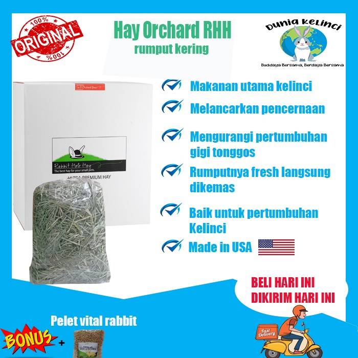 Hay Timothy 500 gr Makanan Kelinci Rumput Kering Rabbit Hole Hay