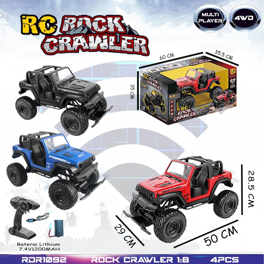 MURAH RDR1092 RC Jeep Rubicon Rock Crawler Offroad Off Road Pasir Gunung Mainan Anak Mobil Remote Control Besar Jumbo RADAR