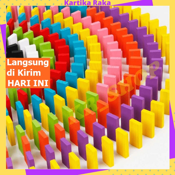 KR Mainan Balok Edukasi Anak Balok Domino Warna Warni Anti Patah 120 PCS