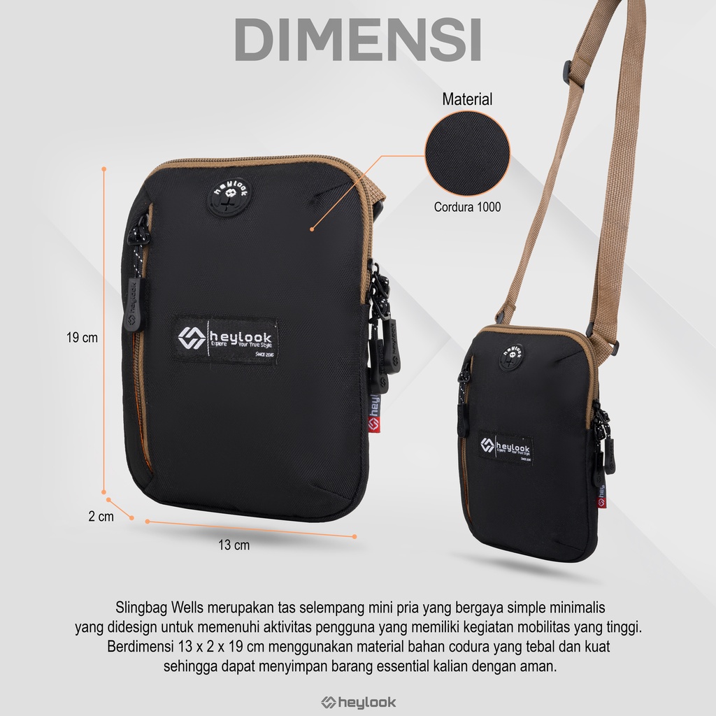 HEYLOOK Project  - Tas Selempang Pria WELLS Sling Bag Cowok Tas Kecil Hp Tas Slempang Mini Waistbag Distro Sling Phone Neck Bag Slingbag Distro Terbaru