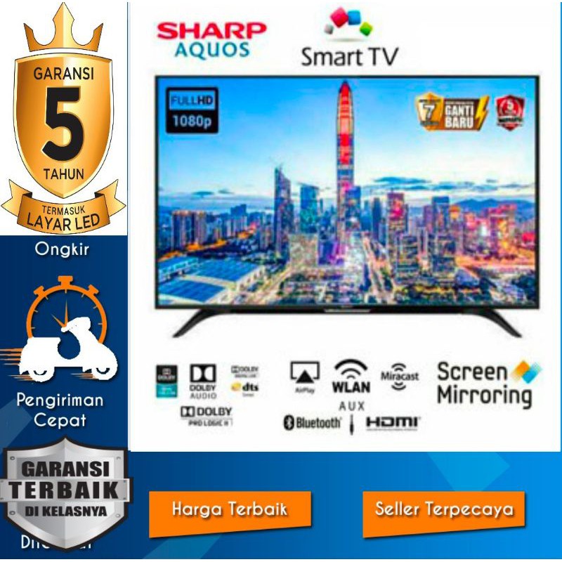 Promo 7.7  LED TV SHARP 50 Inch 2T-C50AE1i Easy Smart Tv Garansi Resmi 5 Tahun
