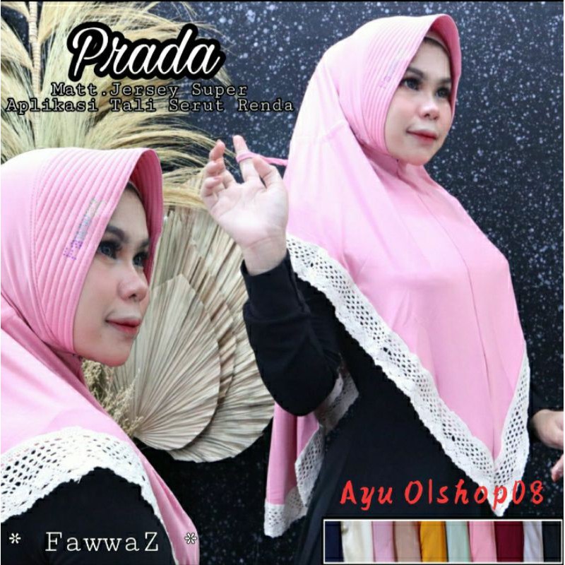 Ayu olshop08 PROMO HIJAB TALI SERUT RENDA PRADA ORI FAWWAZ HIJAB HITS