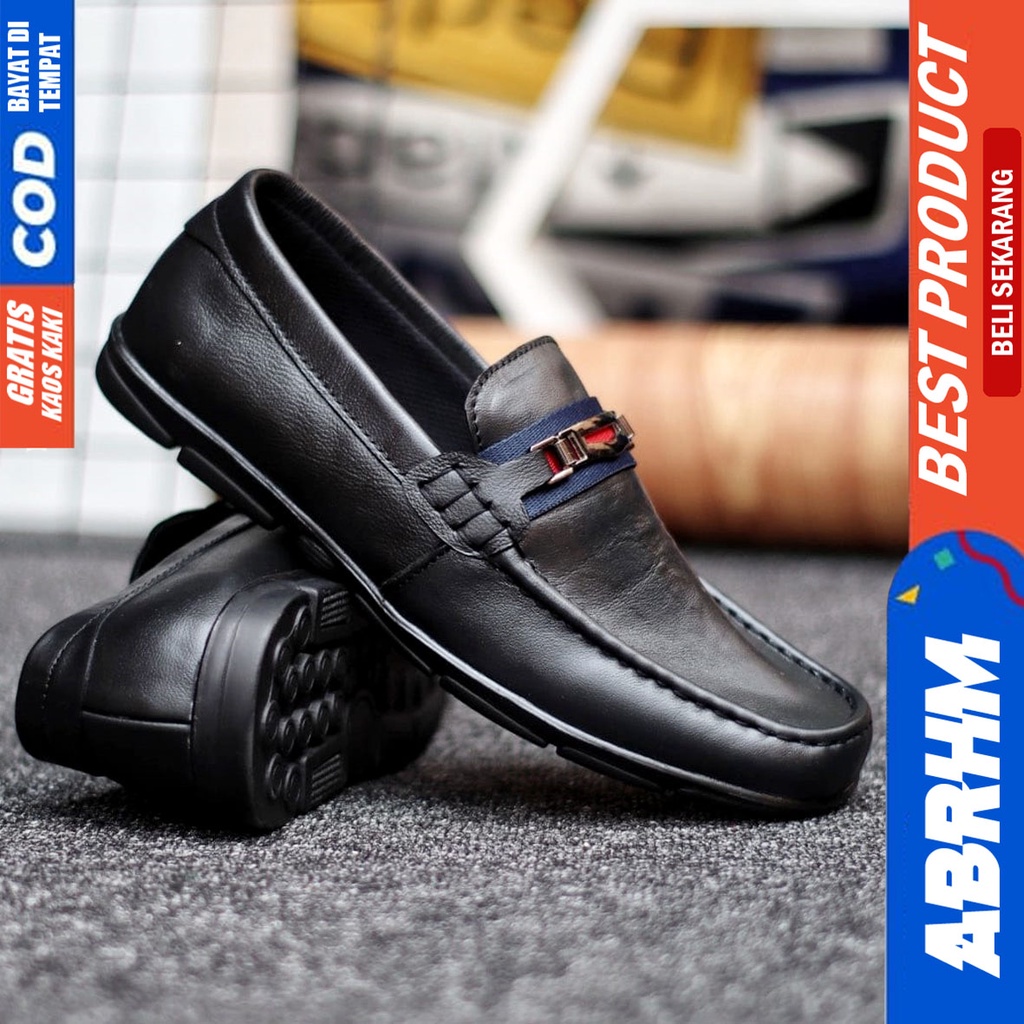 Abrhm Onic - Sepatu Formal Pria Pantofel Kulit Asli