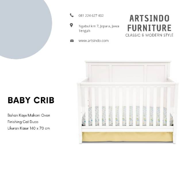 Ranjang Kasur Bayi Kayu, Tempat Tidur Bayi Minimalis Cat Duco, Box Bayi Simple