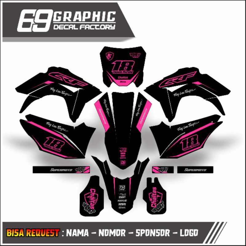 DECAL CRF 150 HITAM STRIP PINK