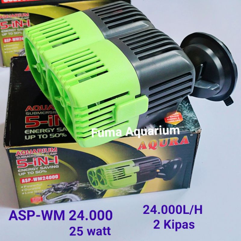 Aqura WM-24000 Pompa Mesin Arus Wave Maker Pembuat Ombak Kolam Koi Low Watt 2 Kipas