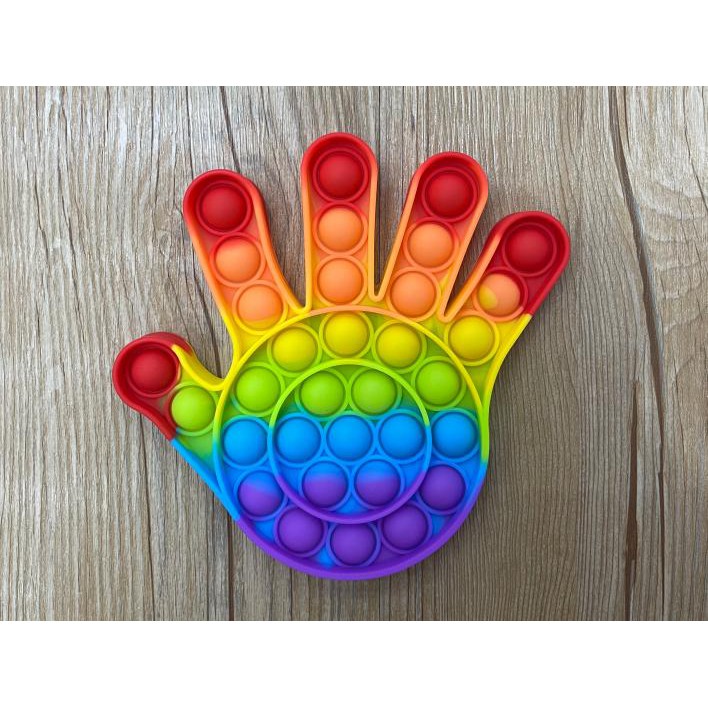 Pop It Fidged Toys Mainan TikTok Push Pop-Rainbow Hand