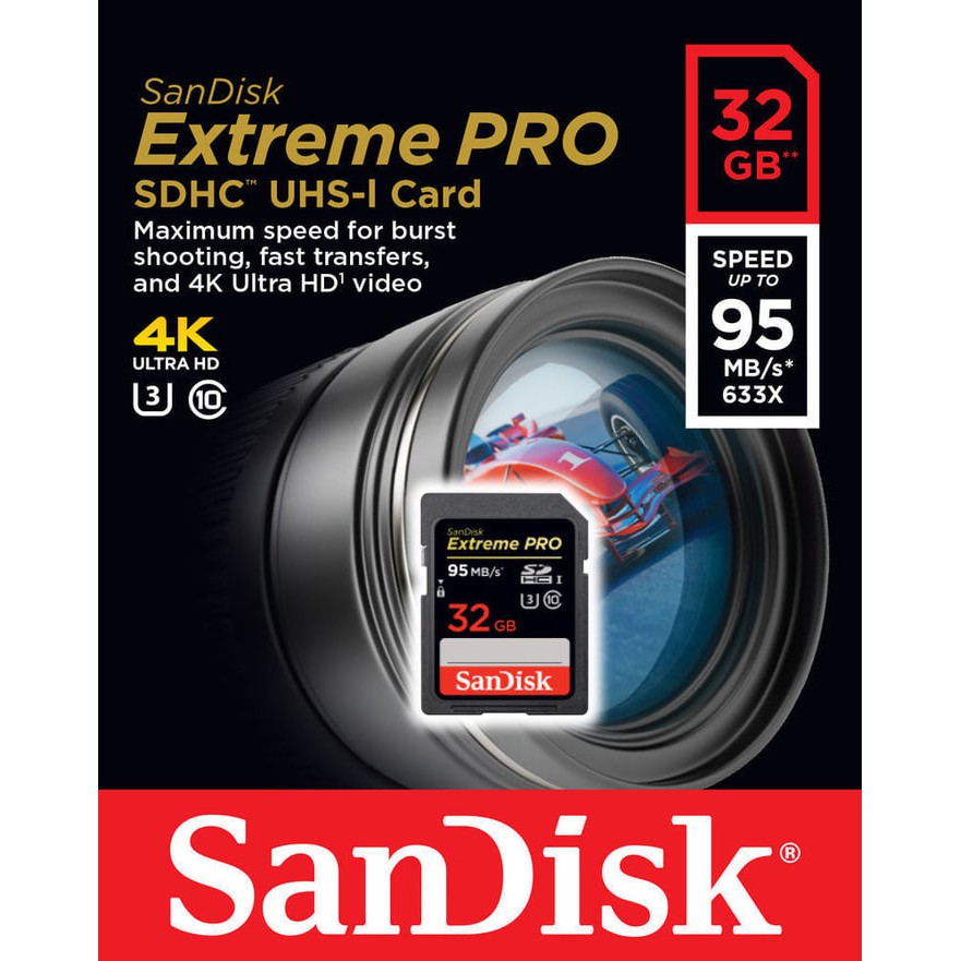 SD Card SANDISK SDHC 32GB EXTREME PRO UP TO 95MB/s-Resmi