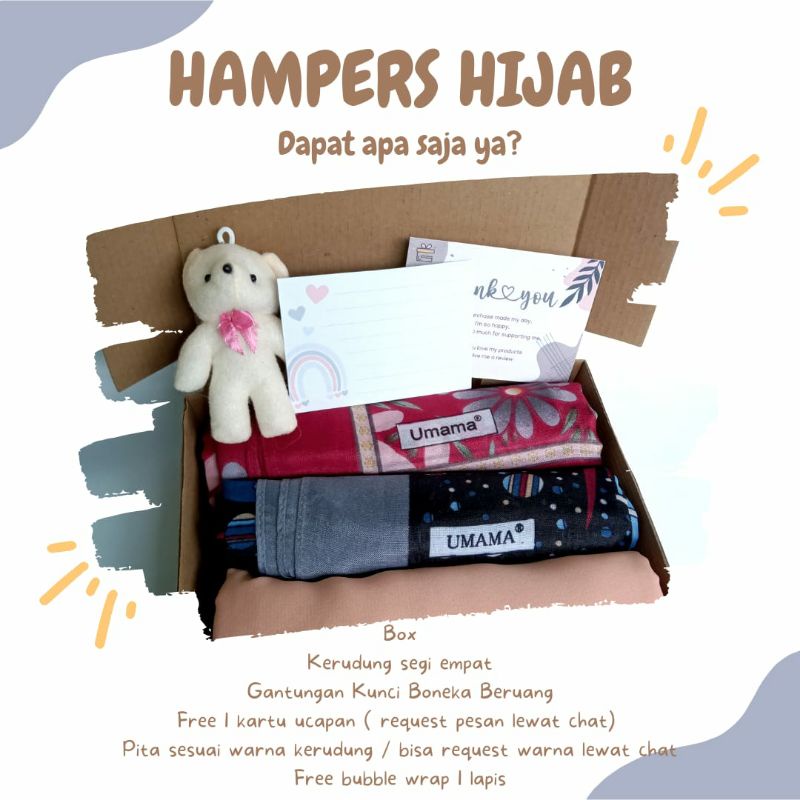 

Gift Box / Hampers Hijab untuk hadiah ulang tahun / wisuda / graduation / anniversary dll warna pink ungu merah biru hijau kuning