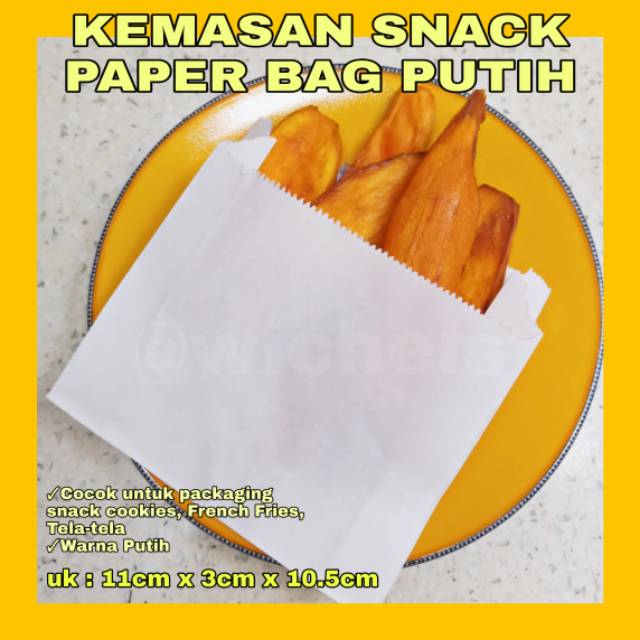 Kemasan Kantong Kertas Snack Paper Bag French Fries Kentang Tela Tela Cookies Putih Shopee Indonesia