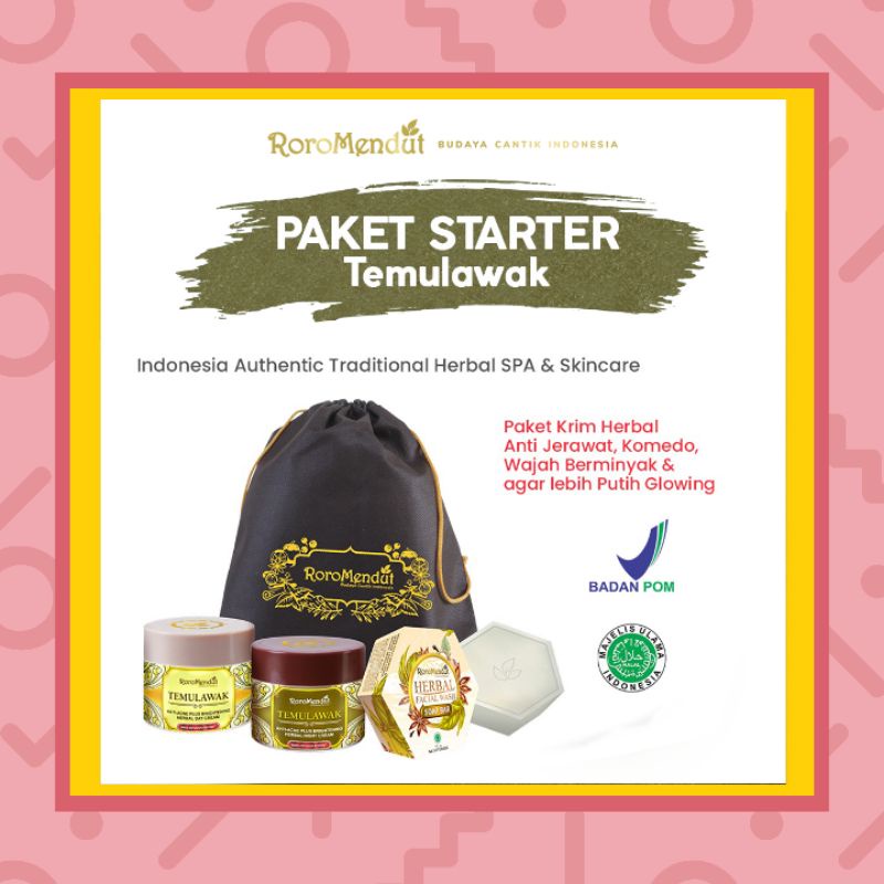 Roro Mendut Paket Starter Temulawak Cream Anti Acne Jerawat Brightening Cream Temulawak BPOM Sabun B
