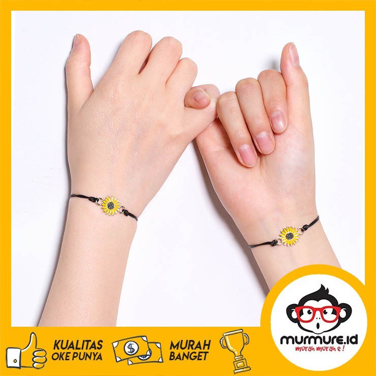 MURMURE.ID | 2 PCS GELANG COUPLE MODEL VINTAGE GELANG TALI PERSAHABATAN BUNGA BINTANG JW023-2