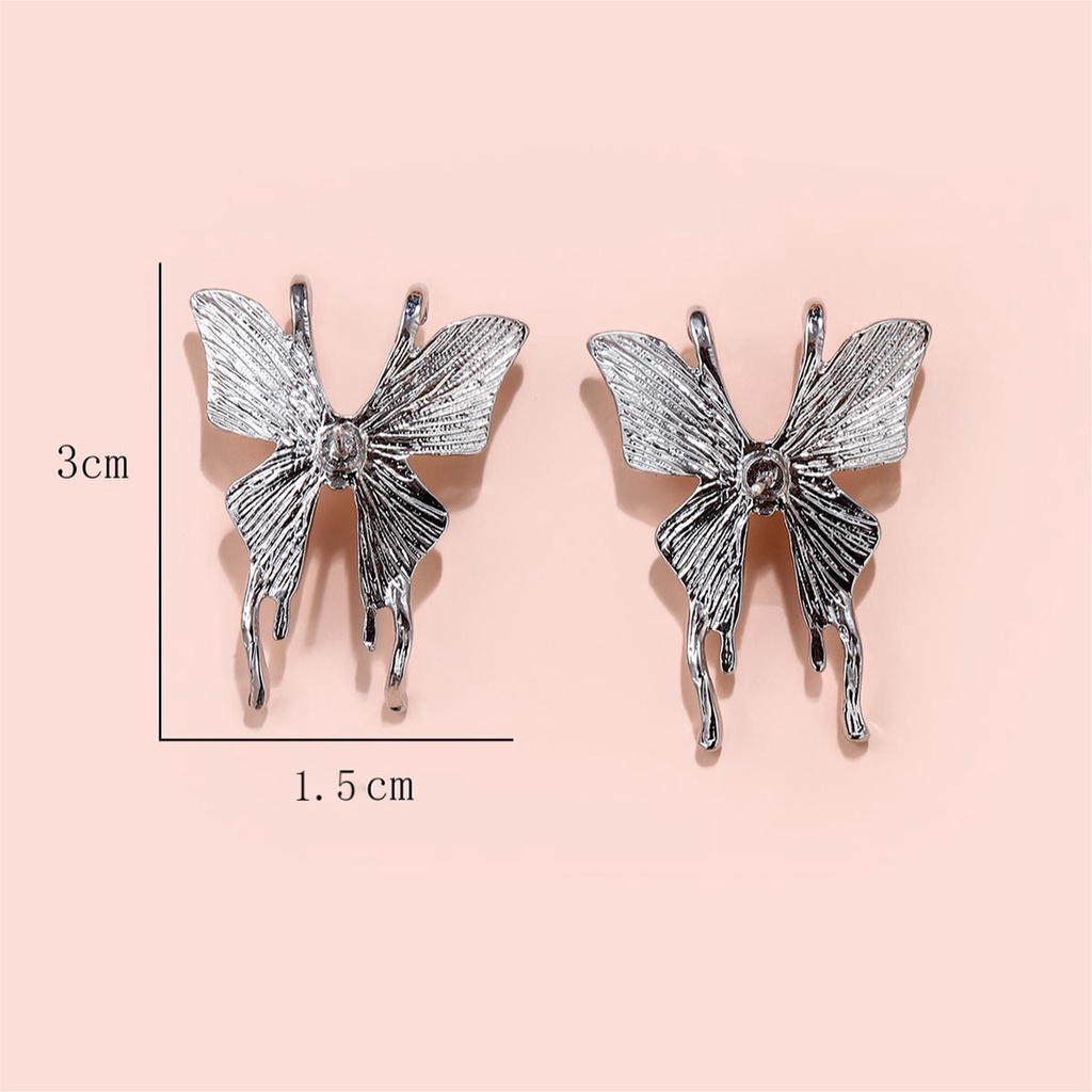 Anting Stud Desain Kupu-Kupu Bahan Metal Liquid Gaya Gothic Punk Korea Untuk Wanita