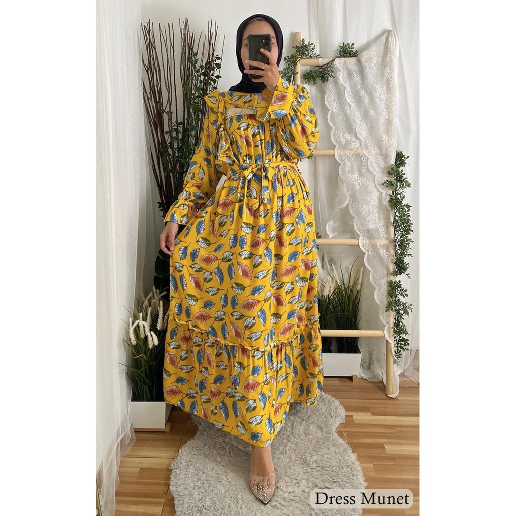 Gamis Homedress Rayon Motif / Dress Panjang Munet by Mosschic