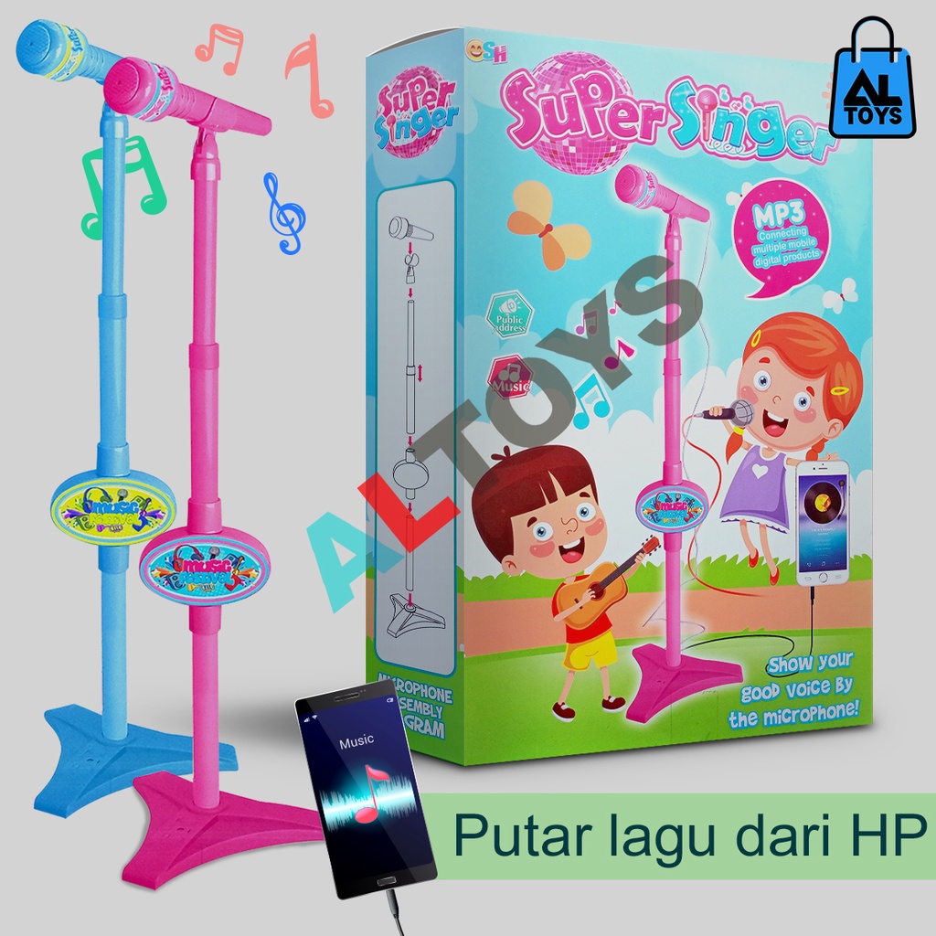 MAINAN MICROPHONE KARAOKE ANAK mainan anak perempuan cowok cewek mainan mikrofon karaoke super shinger