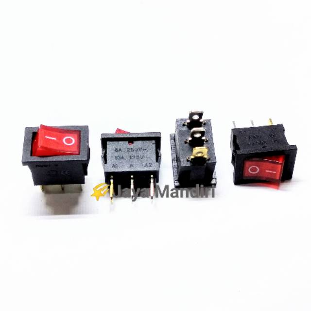 Saklar rocker switch kecil lampu 3 pin