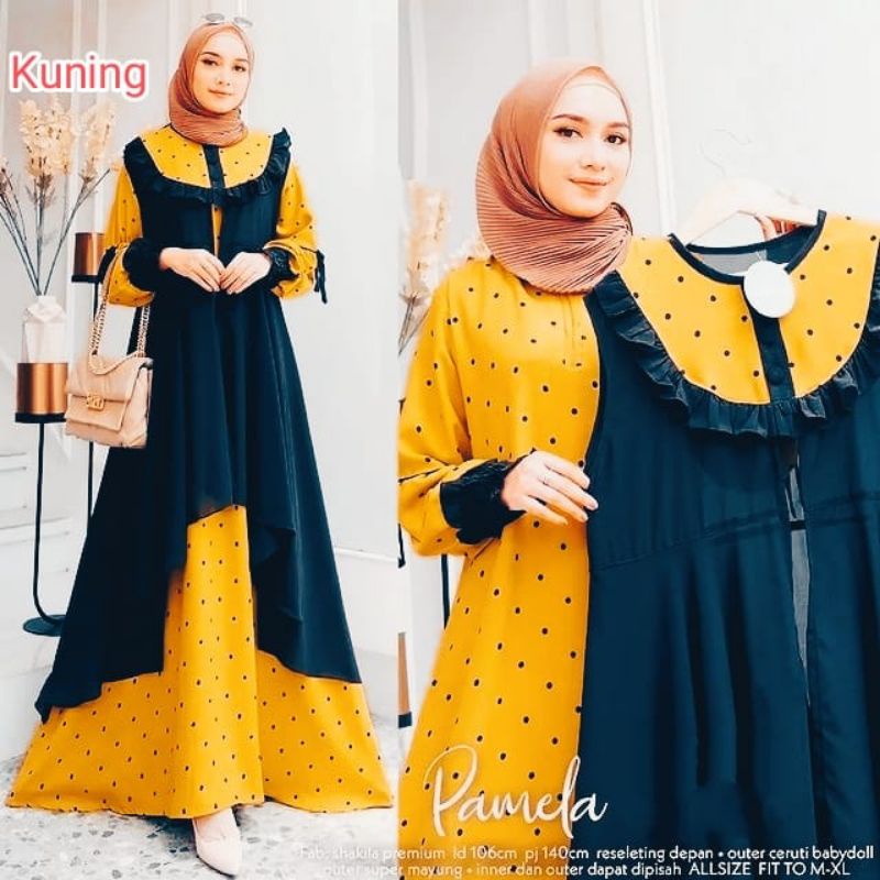 gamis pamela set iner dan outer bisa di pisah