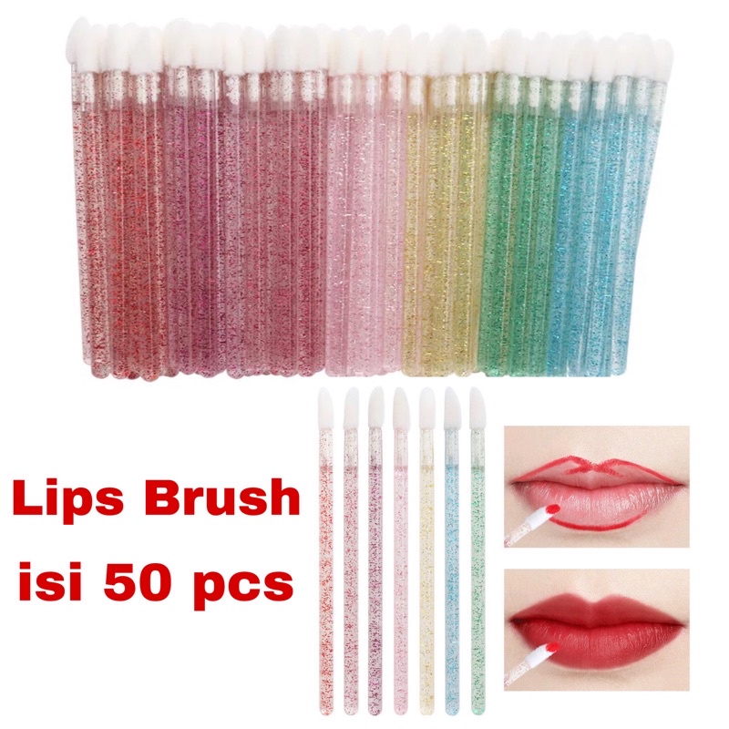 Brush Lipstik/ Lips Brush Gliter 1pack/50pcs