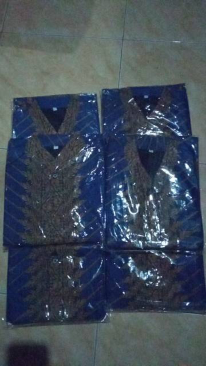 Batik Solo Pria Dewasa Sarung Setelan Baju Koko Podang Dongker