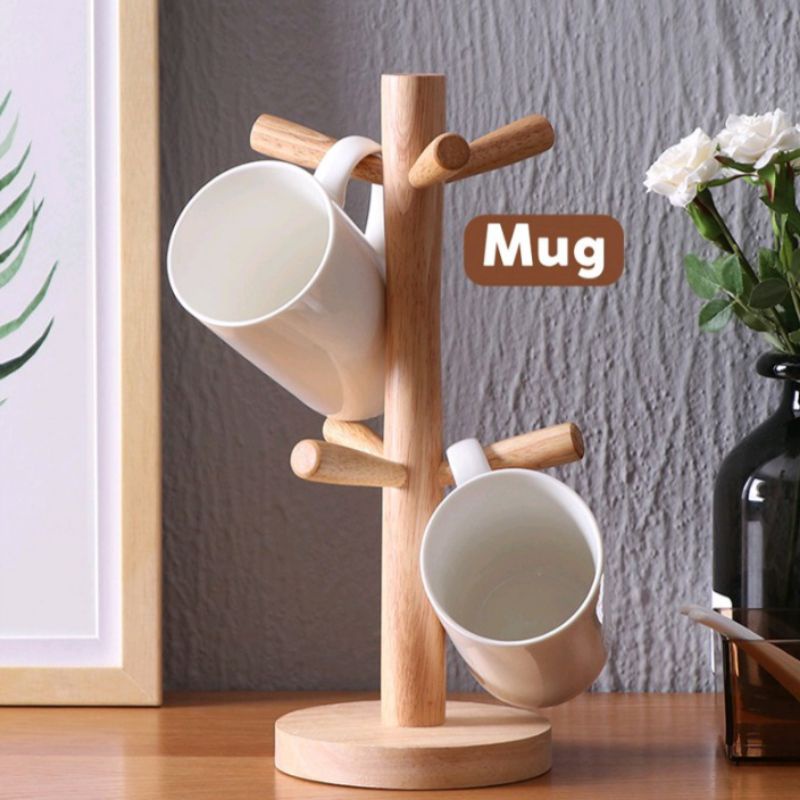 Tempat Gantungan Cangkir Mug Kayu Gantungan Gelas