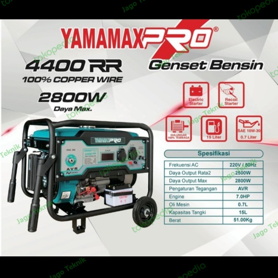 Mesin Genset Bensin 4 Tak 2500 Watt Yamamax 4400 RR