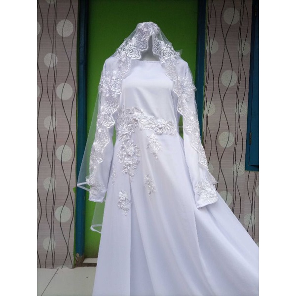 Gaun pengantin syar'i bisa request ukuran