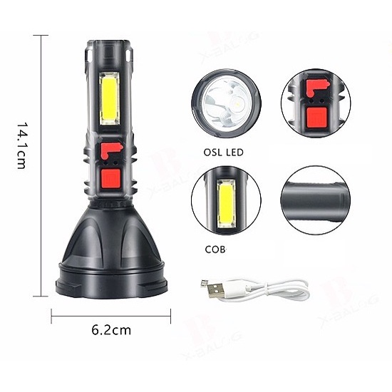 USB CHARGE FLASHLIGHT L830 SENTER TANGAN CAS USB LED OSL COB