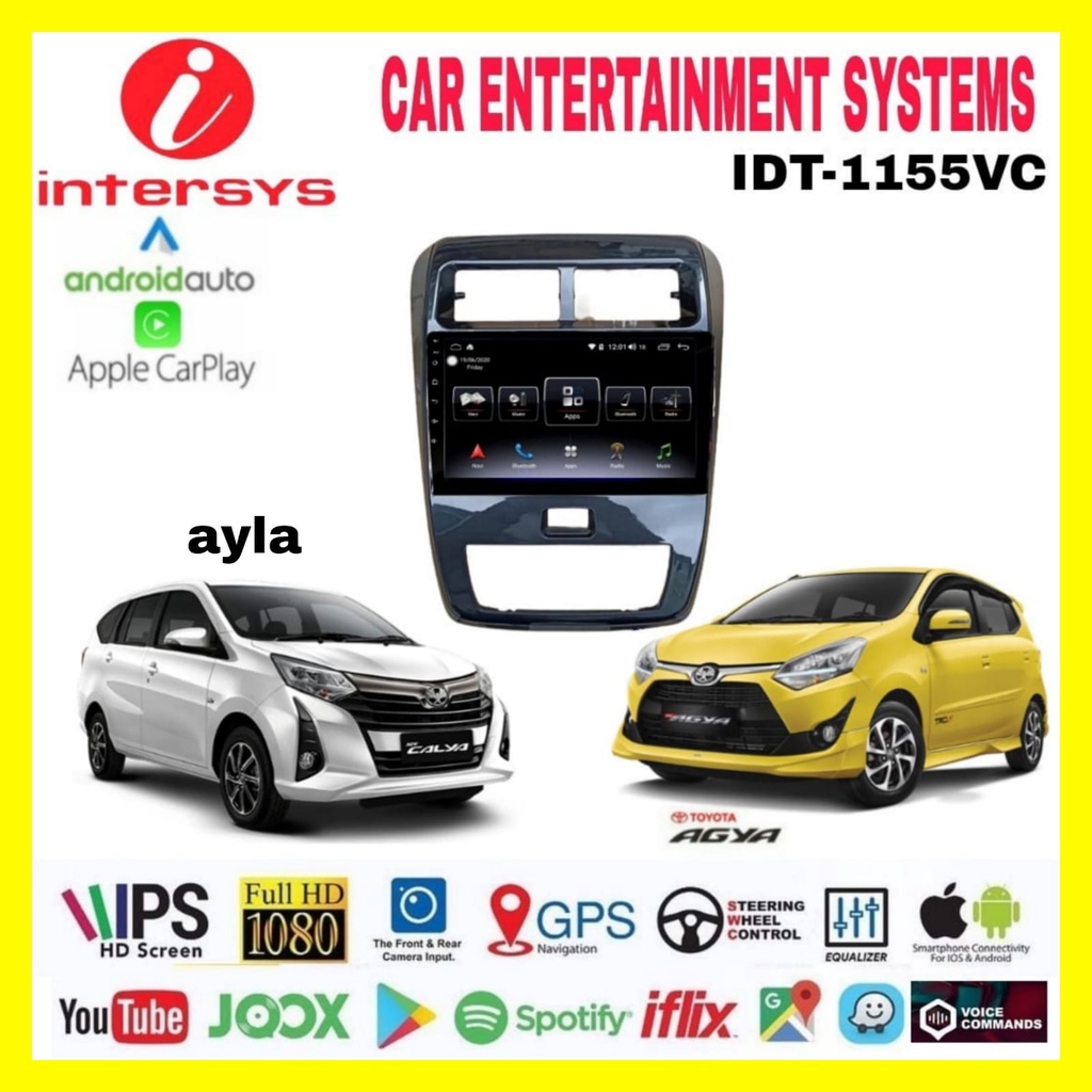 Head unit Android Intersys 10 inch OEM Agya Ayla 2020 up